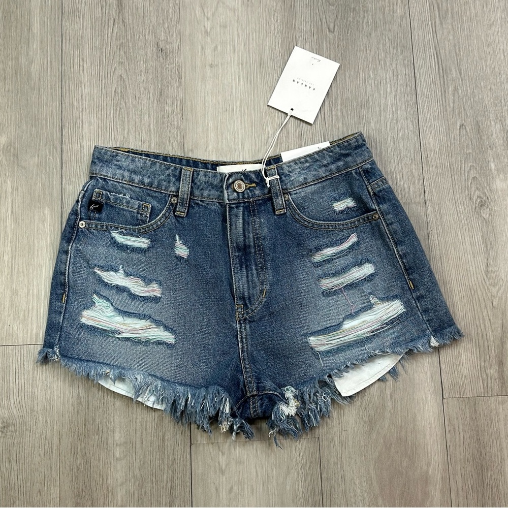 NWT KANCAN Distressed Dark Blue Denim Jean Shorts